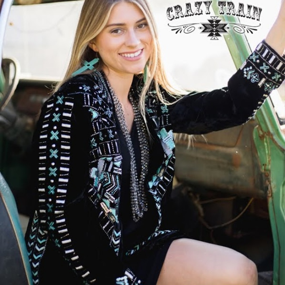 CRAZY TRAIN THE STRAIT DUSTER VELVET BLACK LONG - Picture 8 of 8